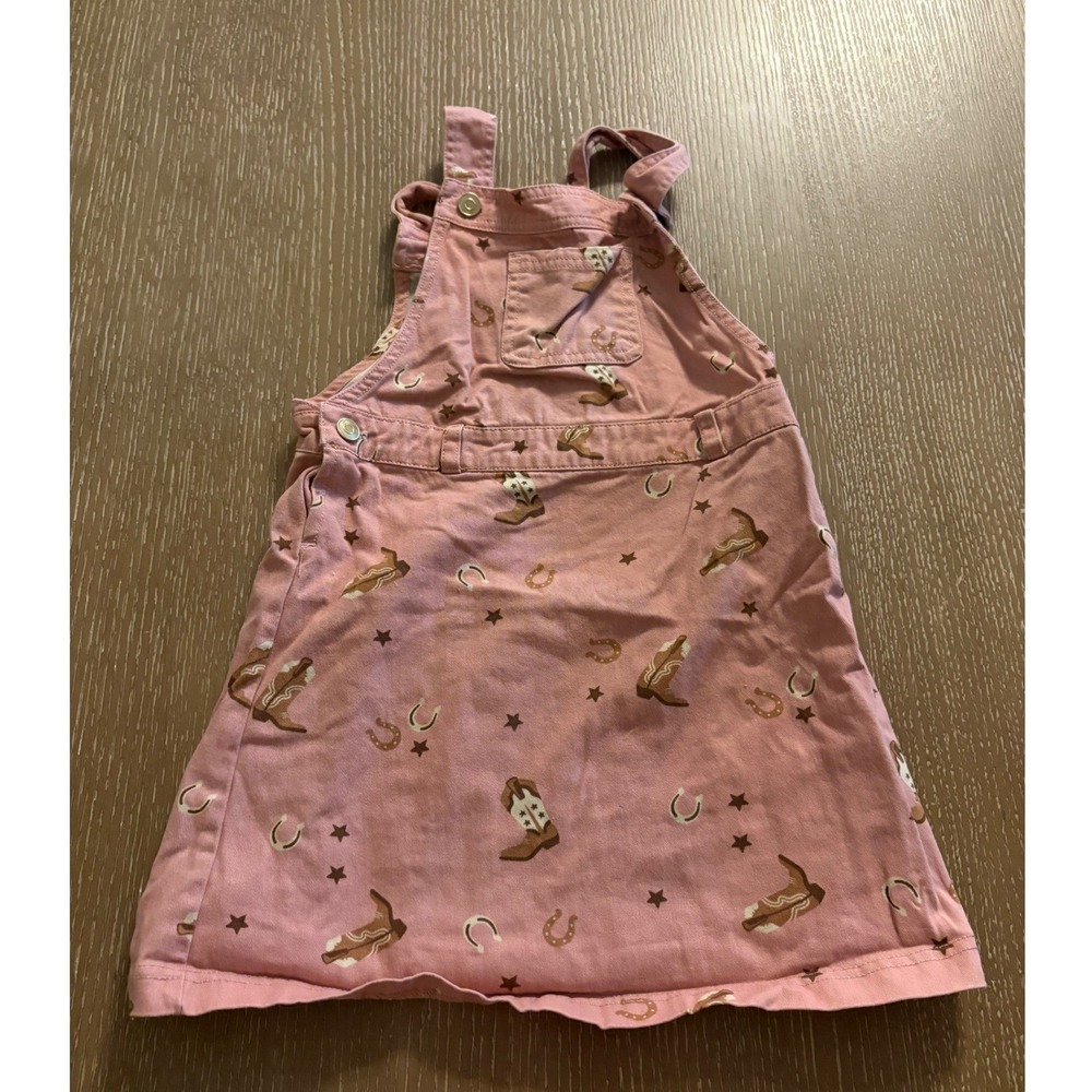 Happily Grey Girls Pink Western Cowboy Boot Jumper Dress Size 6 Horseshoe Stars